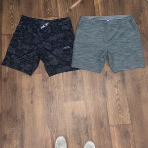 Aftco Shorts Mens Size 40 Grey And Black Camo Performance Fishing 2-Pair